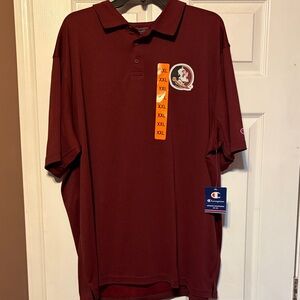 Champion Maroon Short-Sleeve Polo with Team Crest